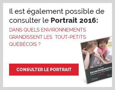 Il est également possible de consulter le Portrait 2016: Dans quels environnements grandissent les tout-petits québécois?